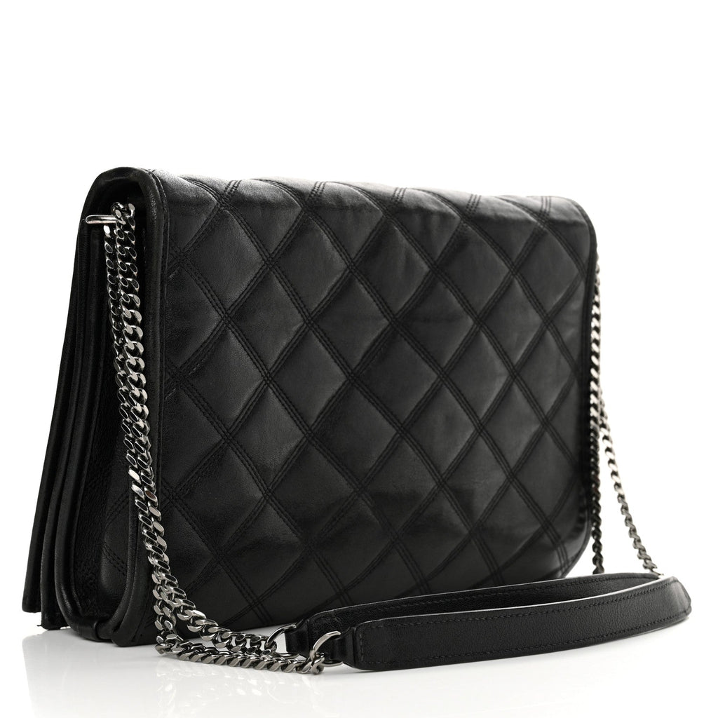 Lambskin Quilted Small Becky Chain Bag Black