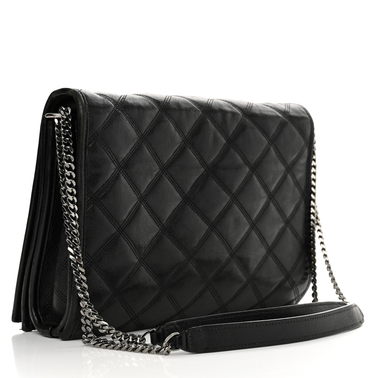 Lambskin Quilted Small Becky Chain Bag Black
