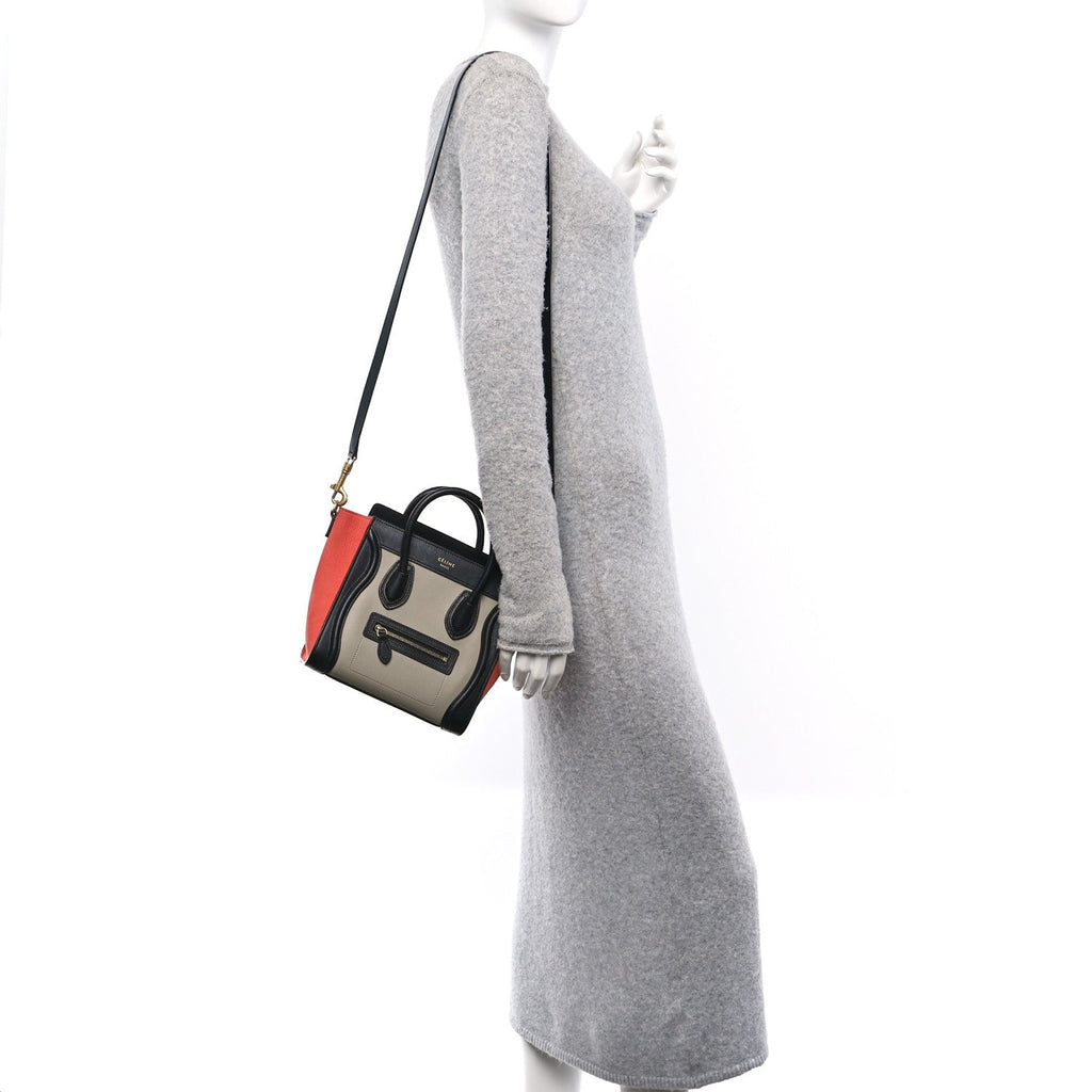 Smooth Calfskin Nubuck Nano Tri-Color Luggage Beige
