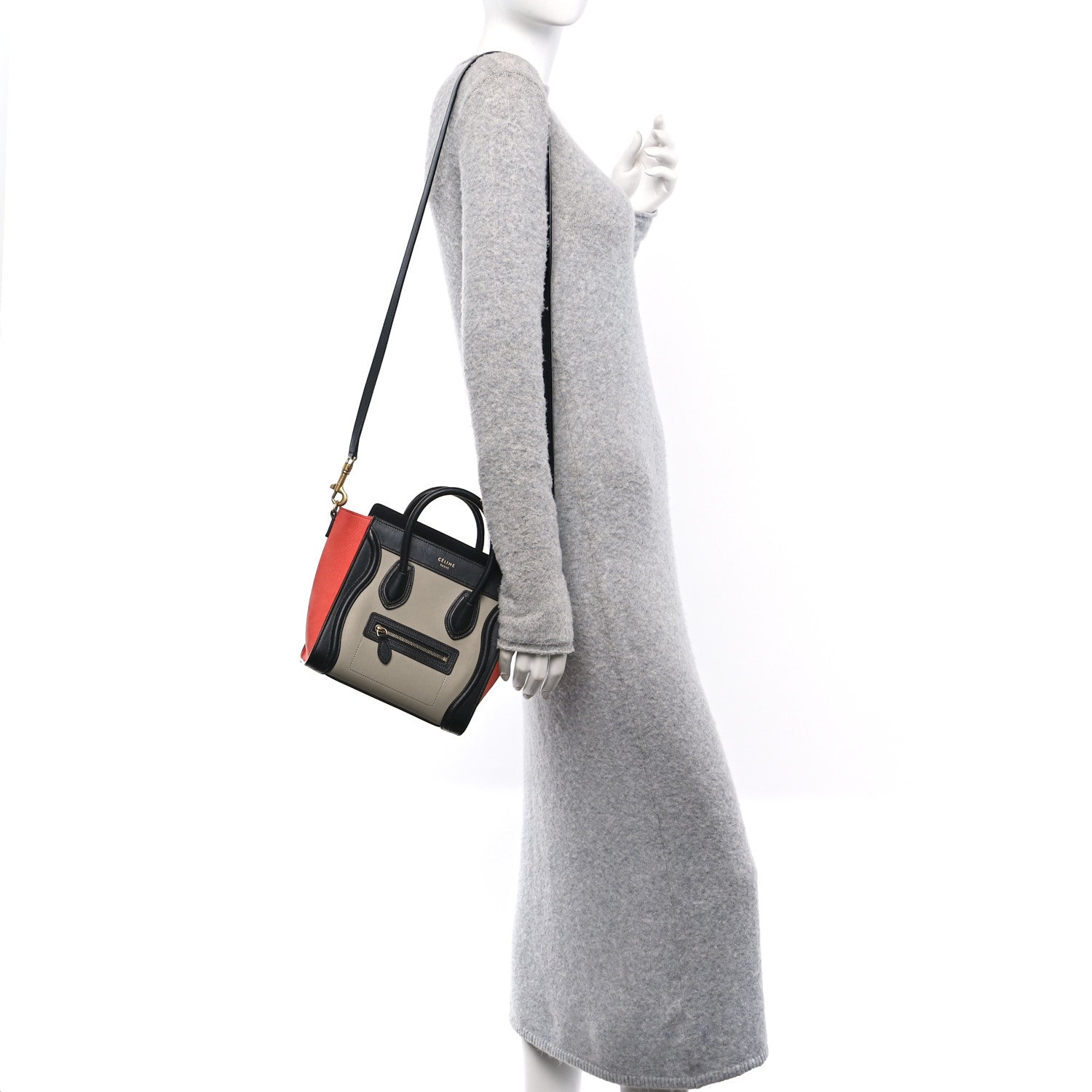 Smooth Calfskin Nubuck Nano Tri-Color Luggage Beige