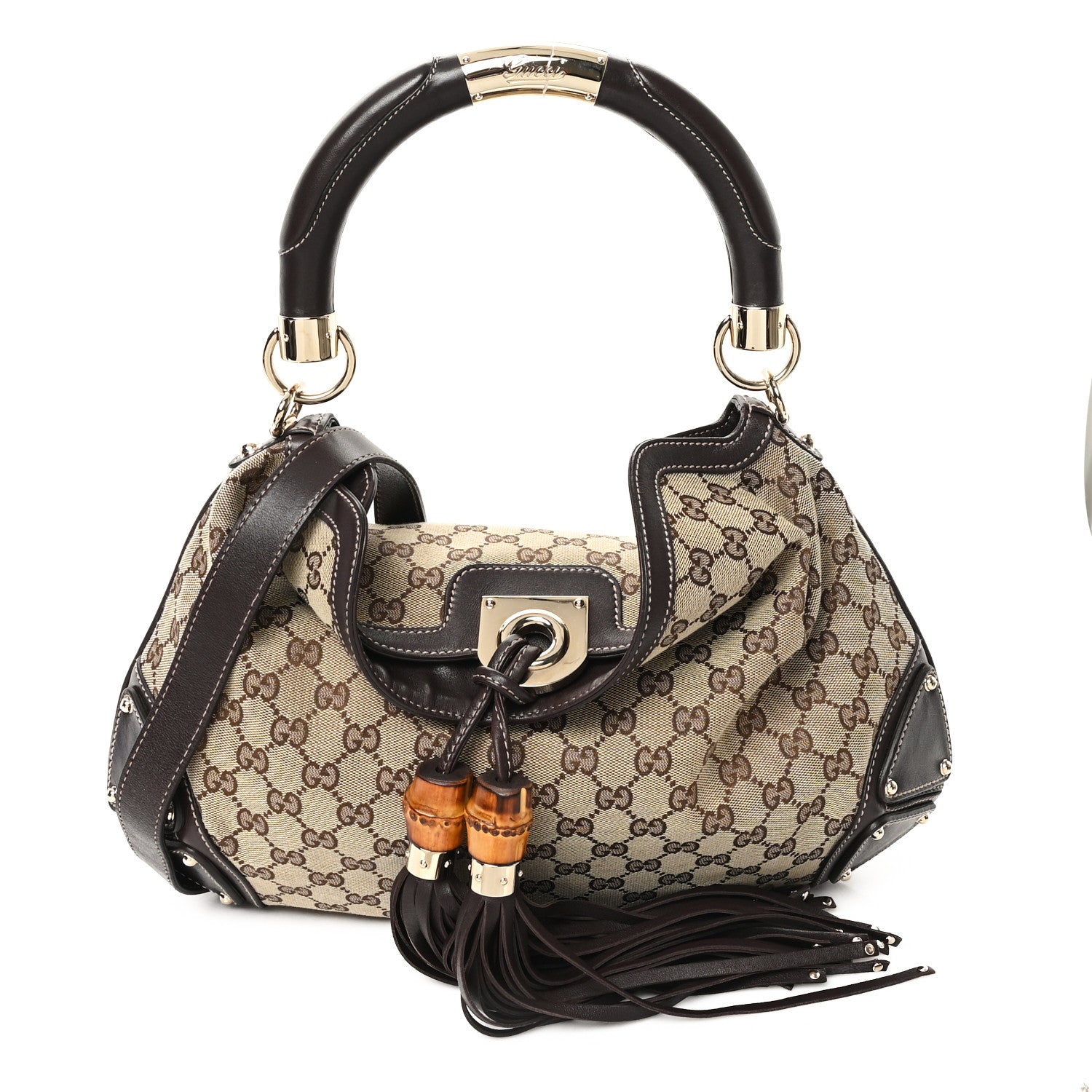 Monogram Medium Indy Top Handle Hobo Dark Brown