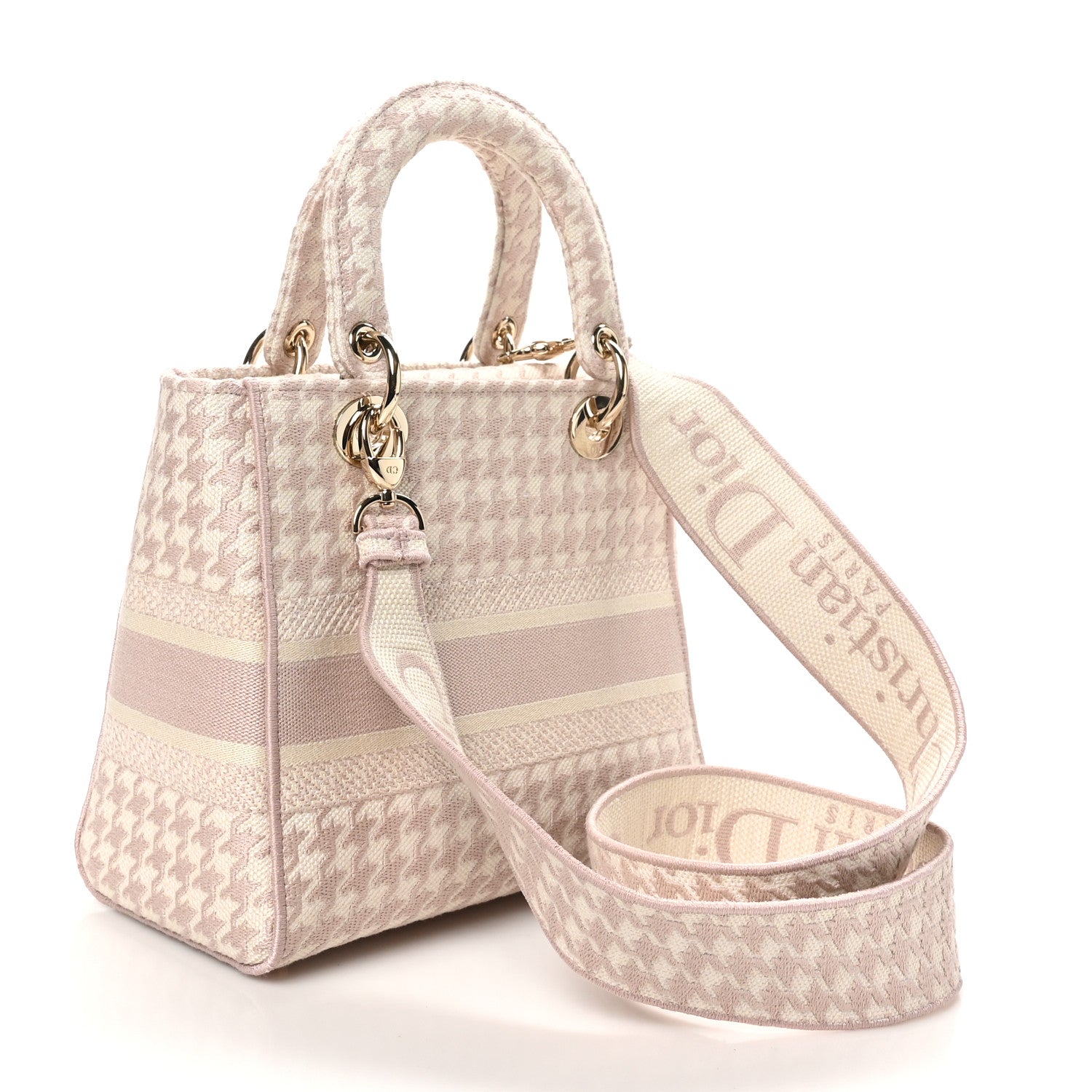 Canvas Houndstooth Embroidered Medium Lady D-Lite Pink