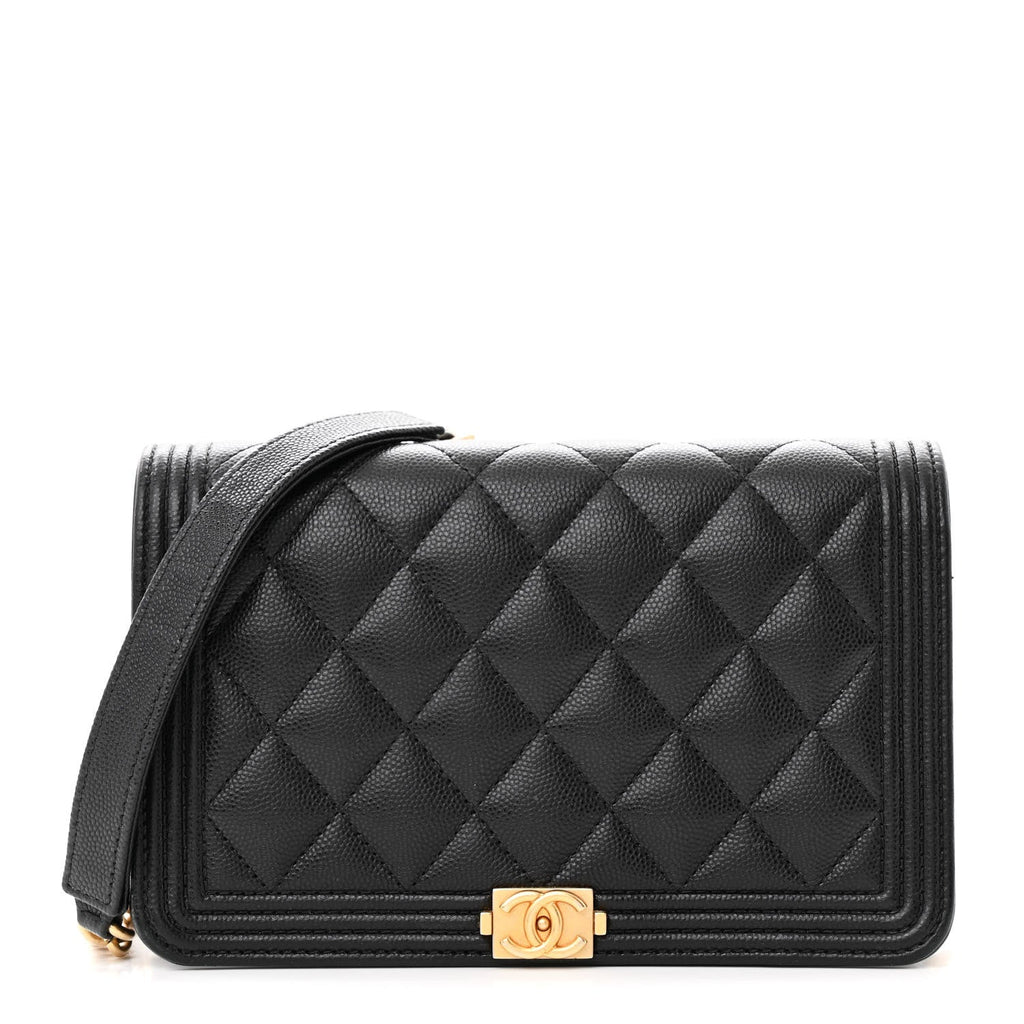 Caviar Quilted Boy Wallet On Chain WOC Black