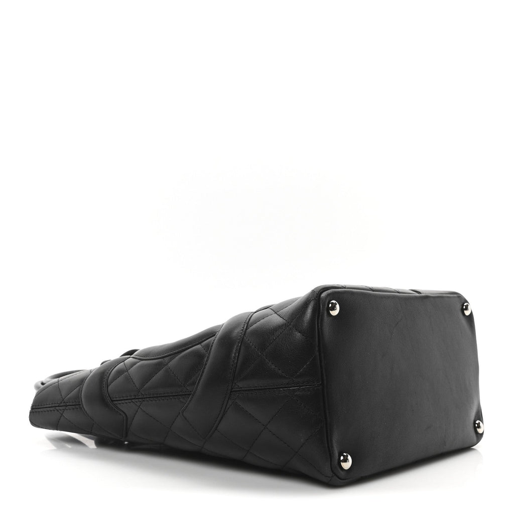 Calfskin Quilted Medium Cambon Tote Black