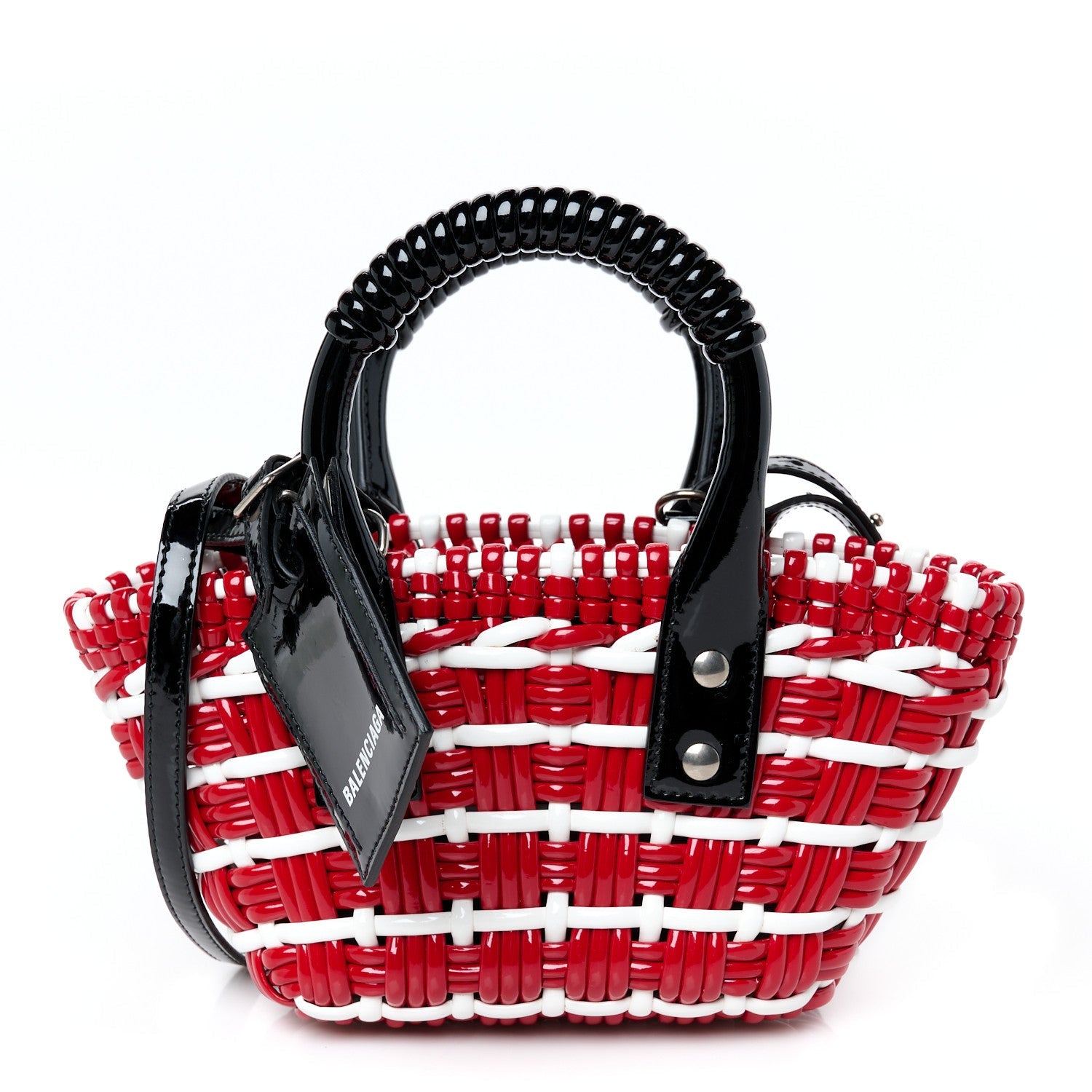 Faux Calfskin XXS Bistro Basket Red White