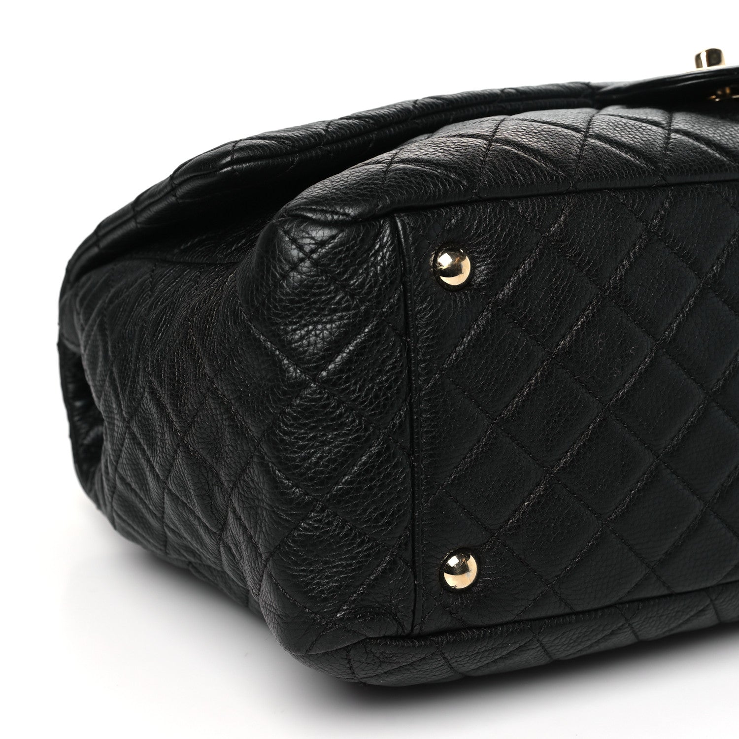 Calfskin Quilted XXL Travel Flap Bag Black