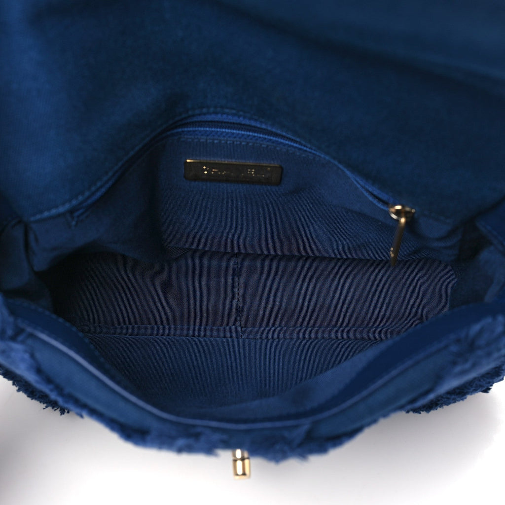 Cotton Canvas Quilted Medium Chanel 19 Flap Navy Blue