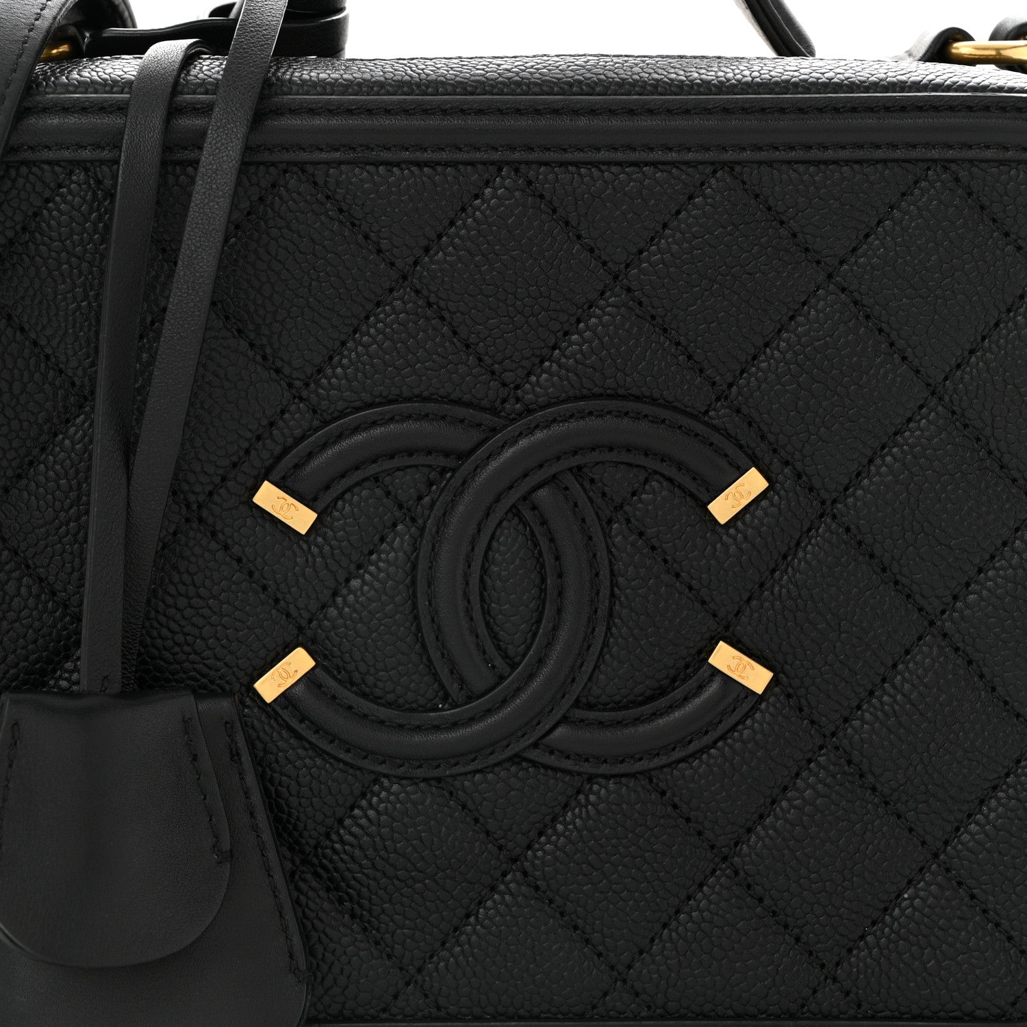 Caviar Quilted Medium CC Filigree Vanity Case Black