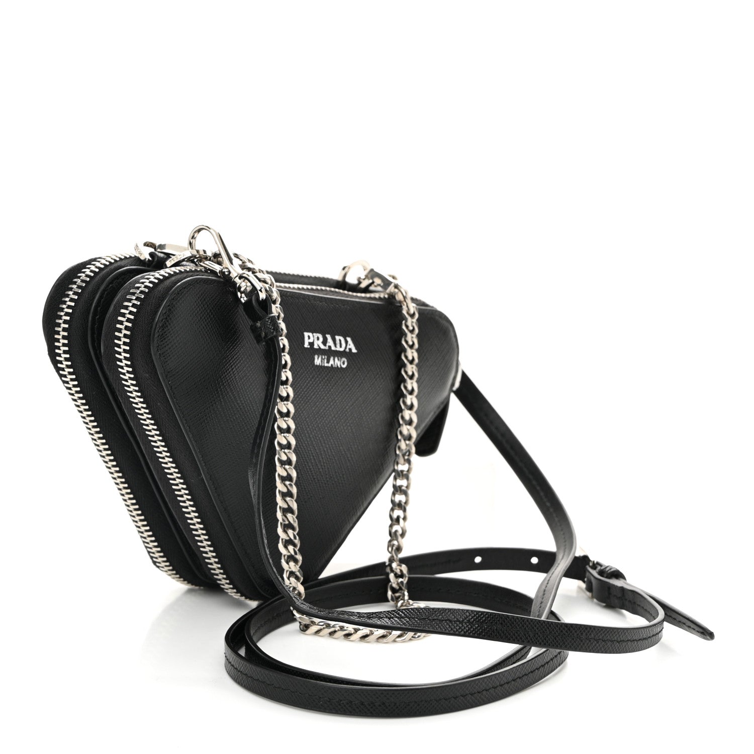 Saffiano Mini Triangle Crossbody Pouch Black