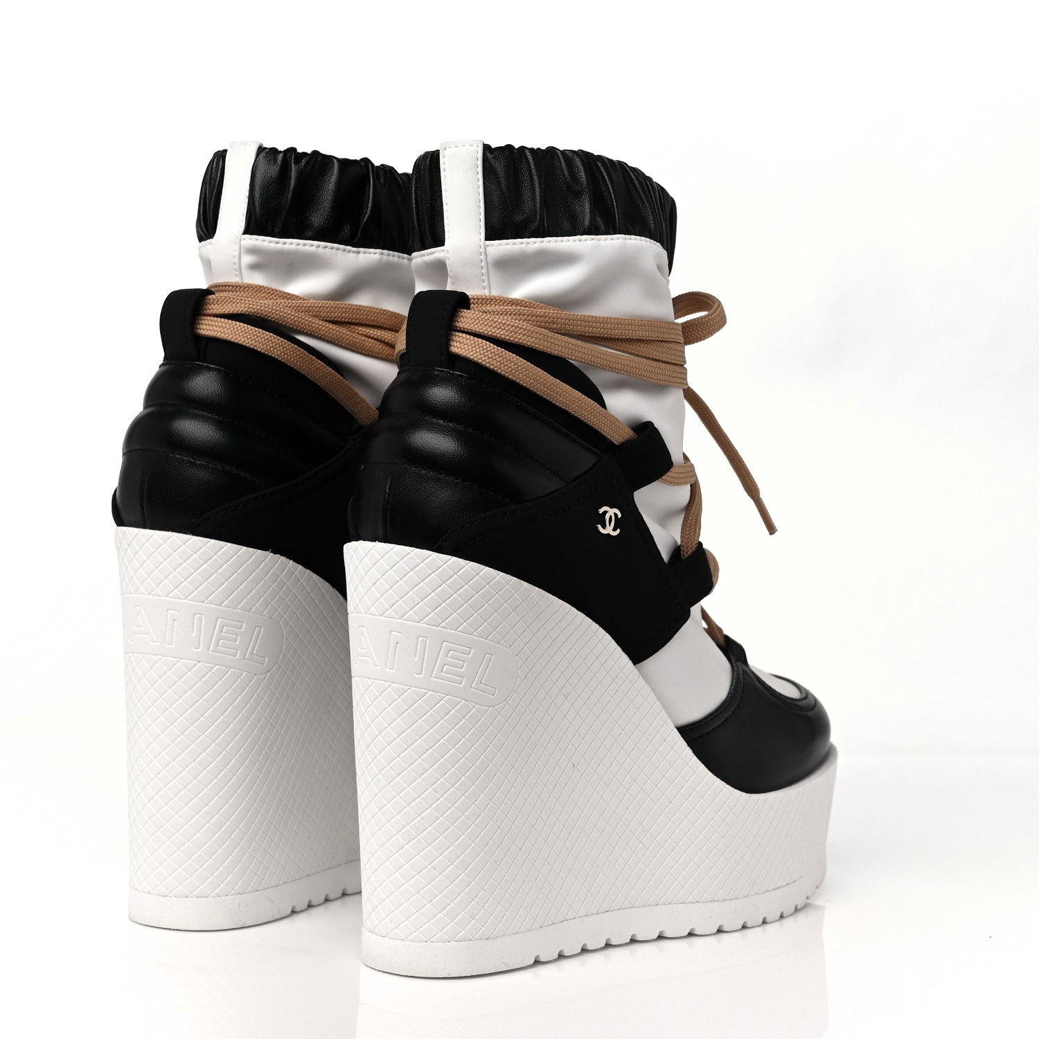 CHANEL RUNWAY WEDGE PLATFORM BOOTS
