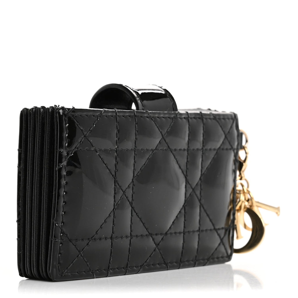 Patent Cannage Lady Dior 5-Gusset  Holder Black