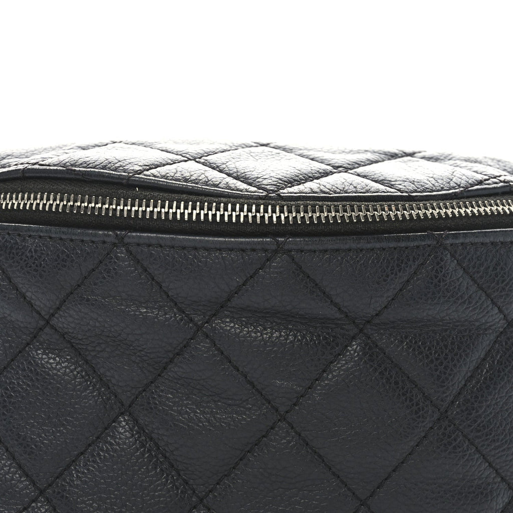Grained Calfskin Quilted Waist Belt Bag Black