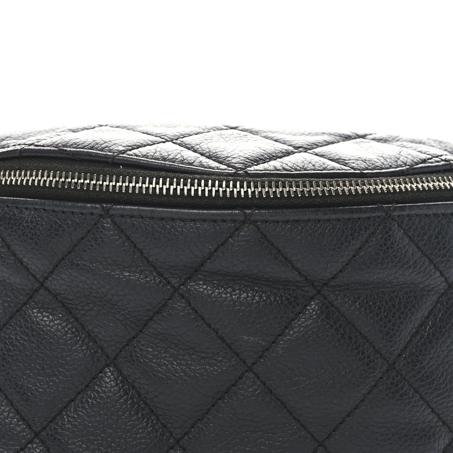 Grained Calfskin Quilted Waist Belt Bag Black