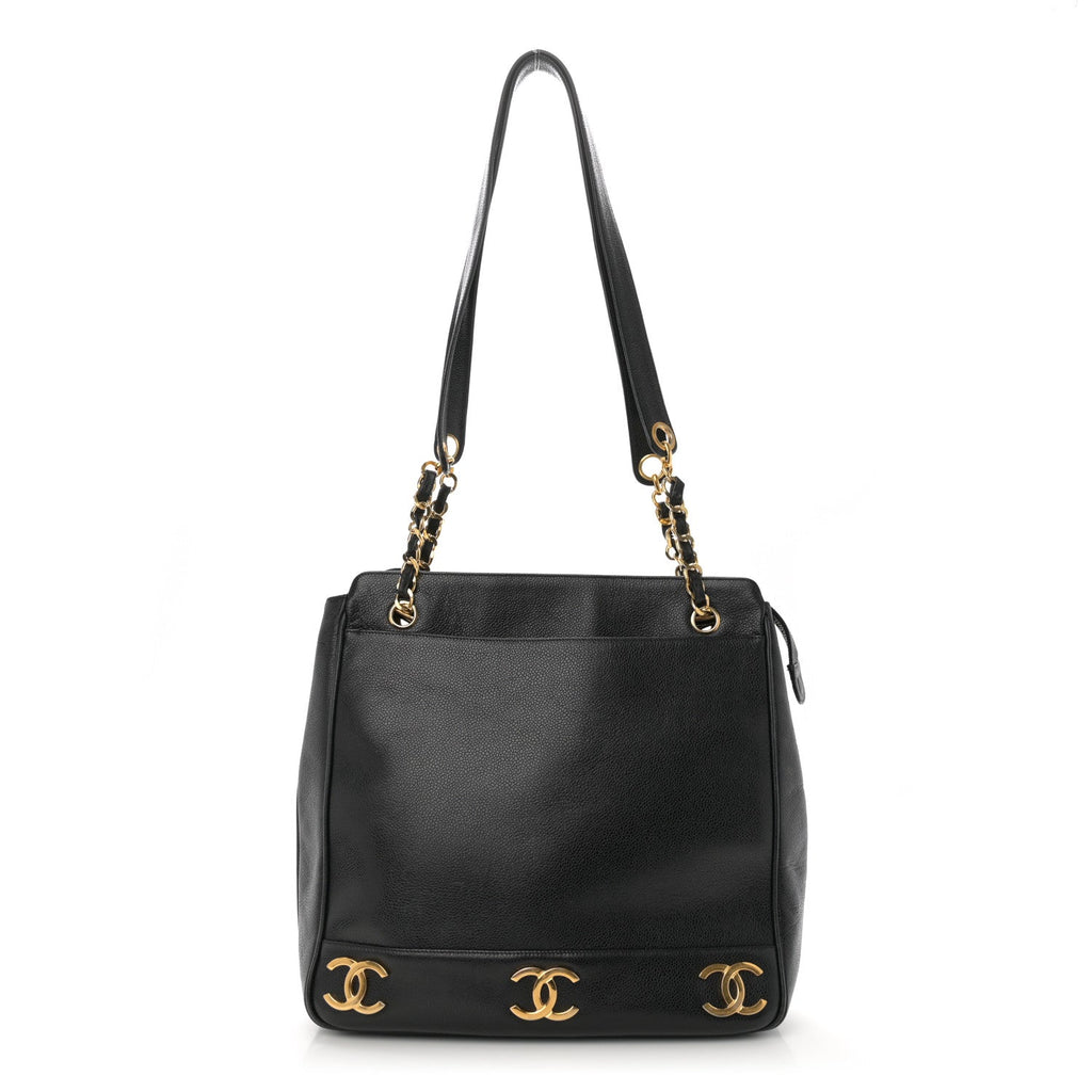 Caviar Triple CC Shoulder Bag Black