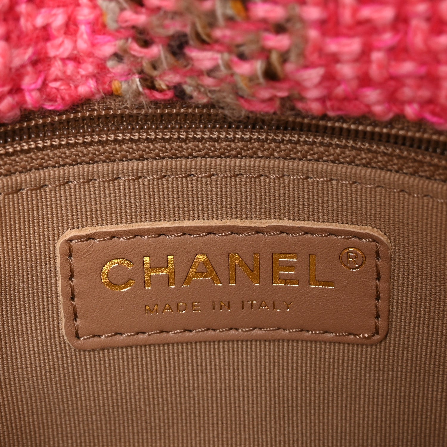 Wool Tweed Quilted Small Elegant Chain Flap Pink Brown