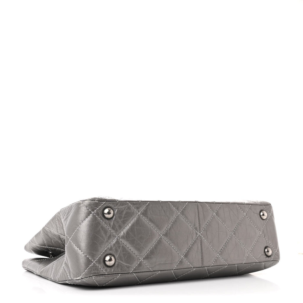 Metallic Aged Calfskin Reissue 2.55 Tote Silver