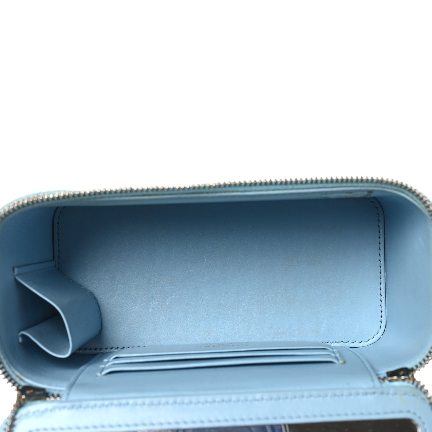 Caviar Quilted Small Tiny CC Vanity Case With Chain Light Blue