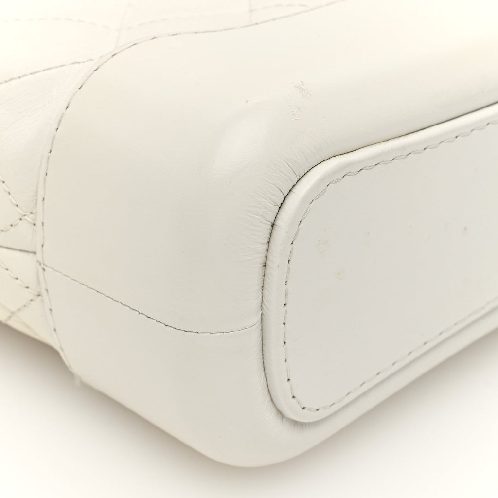 Aged Calfskin Quilted Small Gabrielle Hobo White