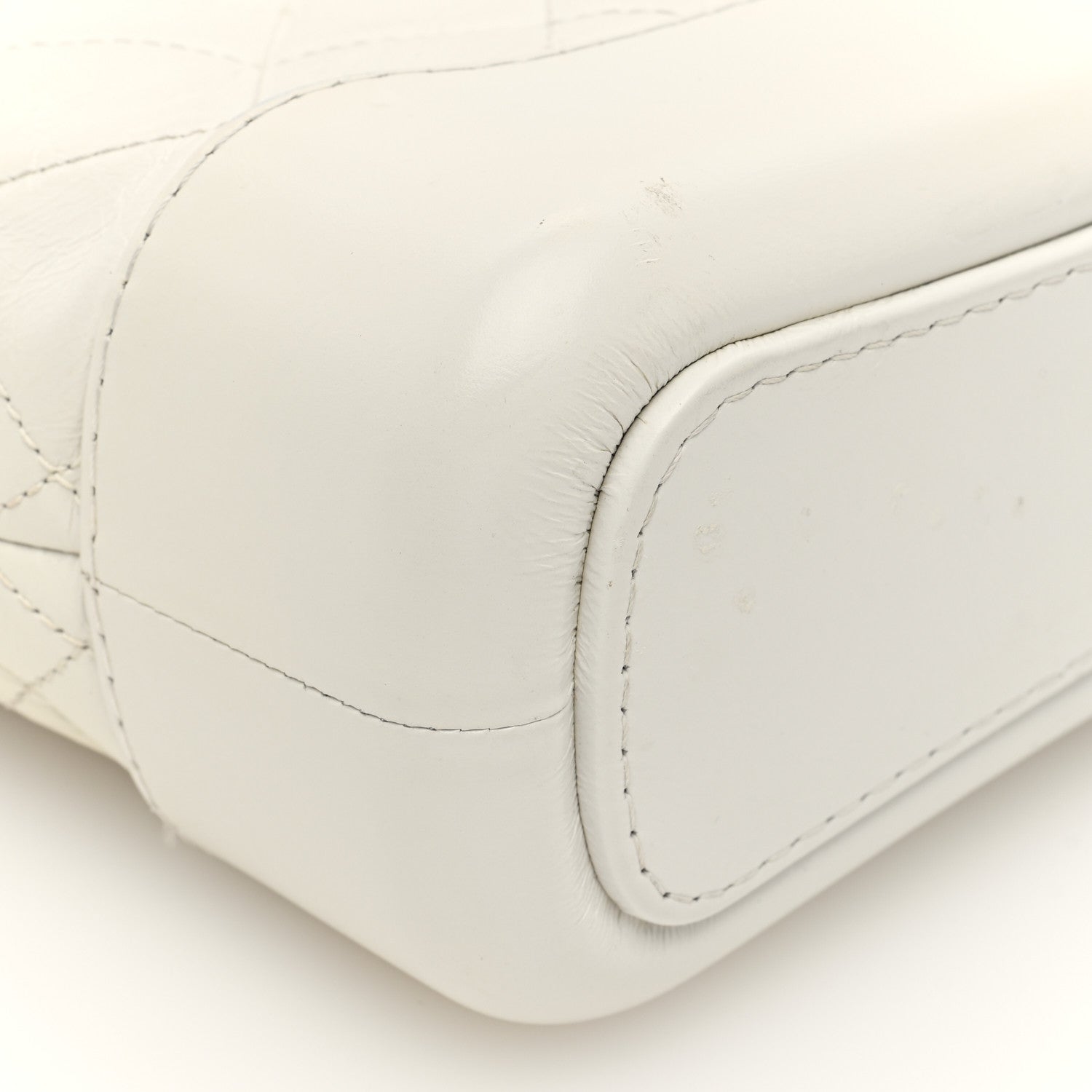 Aged Calfskin Quilted Small Gabrielle Hobo White