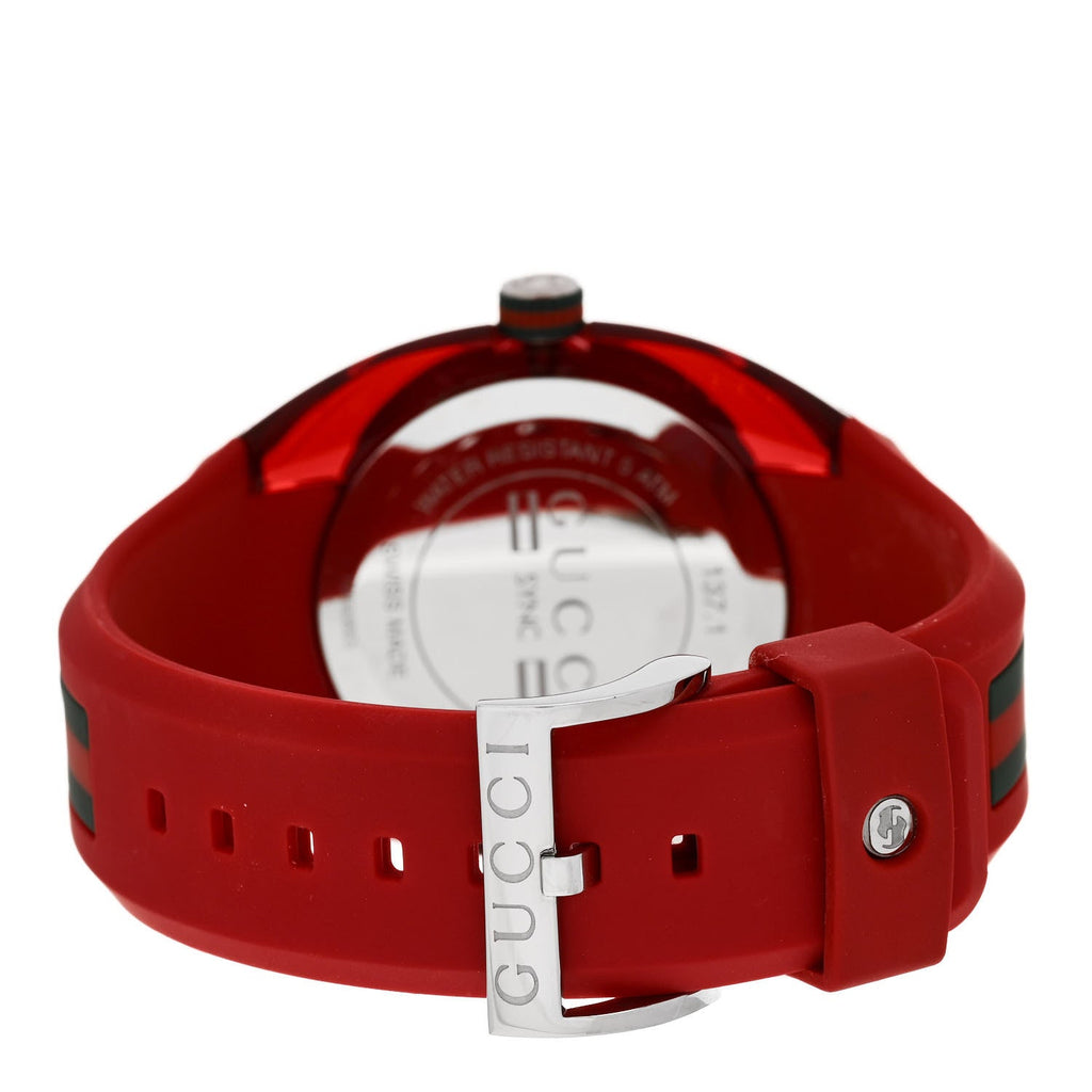 Stainless Steel Rubber 46mm Sync Web Quartz Watch Red