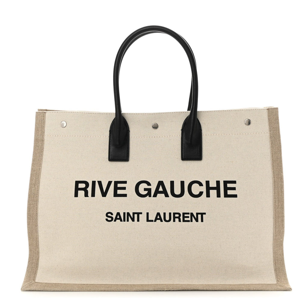 Linen Calfskin Rive Gauche Tote Optic White