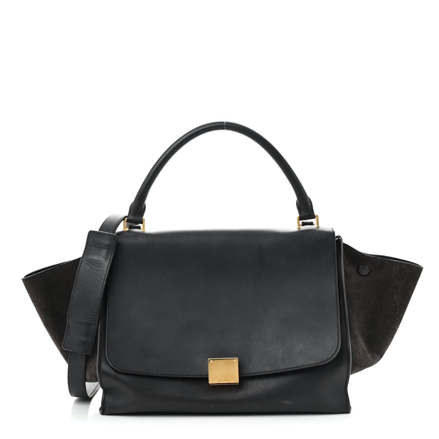 Smooth Calfskin Suede Medium Trapeze Blue Black