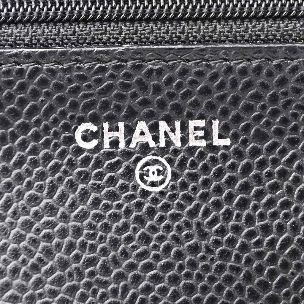 Caviar Quilted Wallet on Chain WOC Black