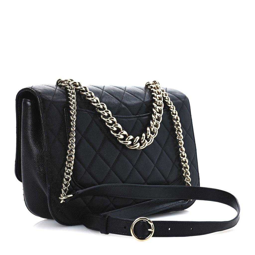 Caviar Quilted Large Studded Flap Black