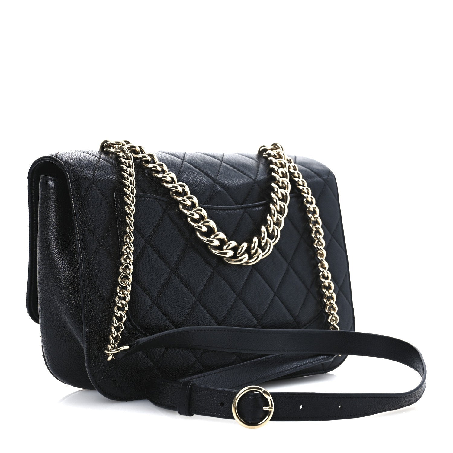 Caviar Quilted Large Studded Flap Black
