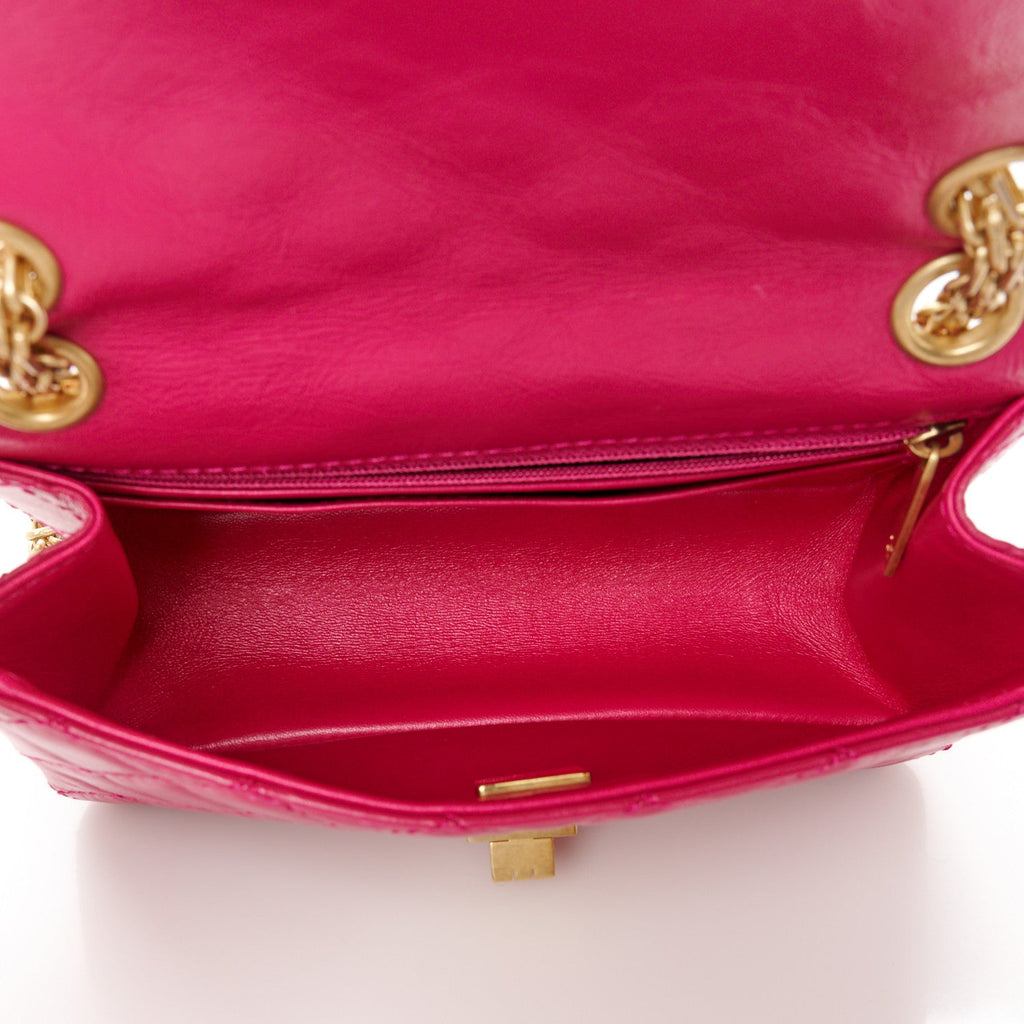 Aged Calfskin Quilted 2.55 Reissue Mini Flap Fuchsia