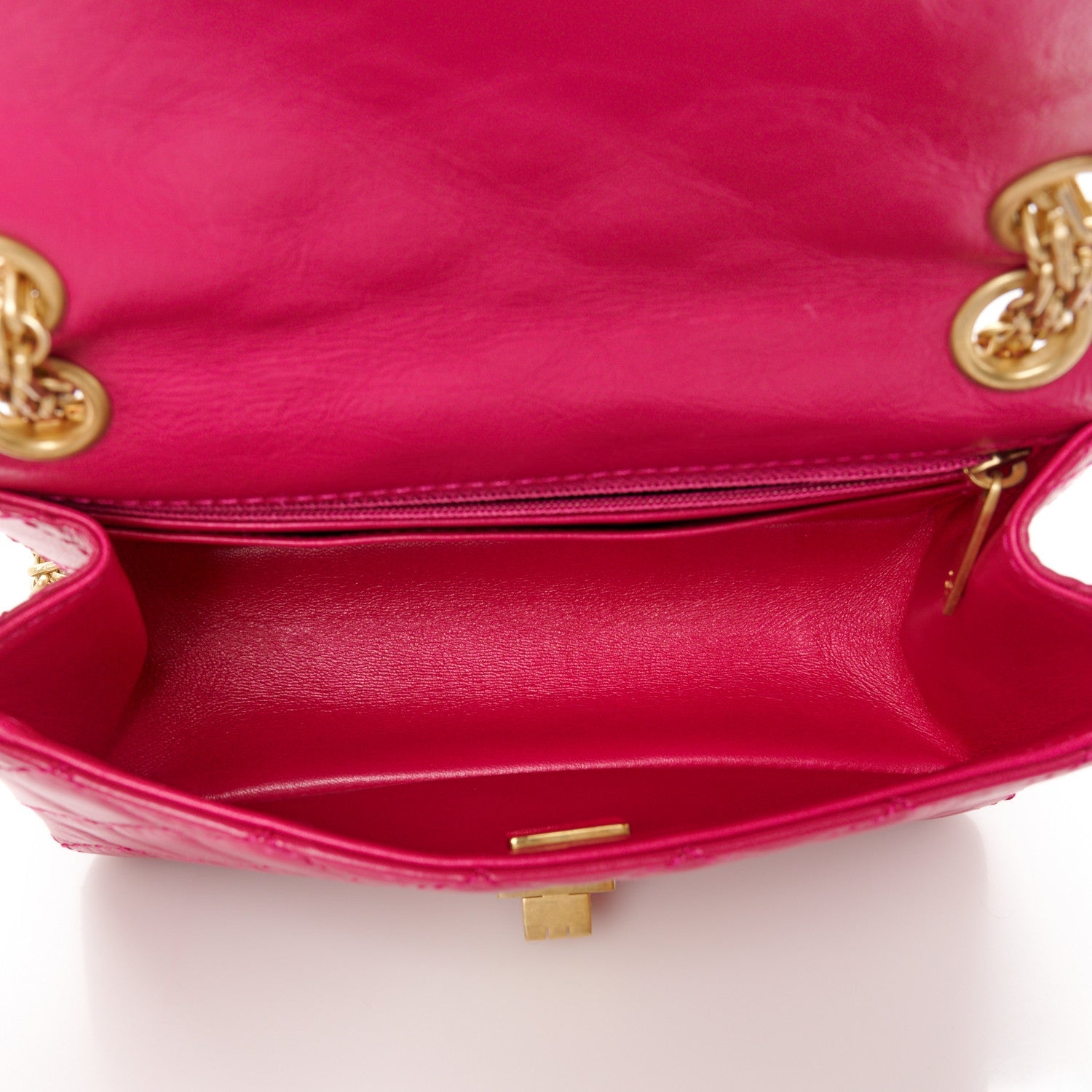 Aged Calfskin Quilted 2.55 Reissue Mini Flap Fuchsia