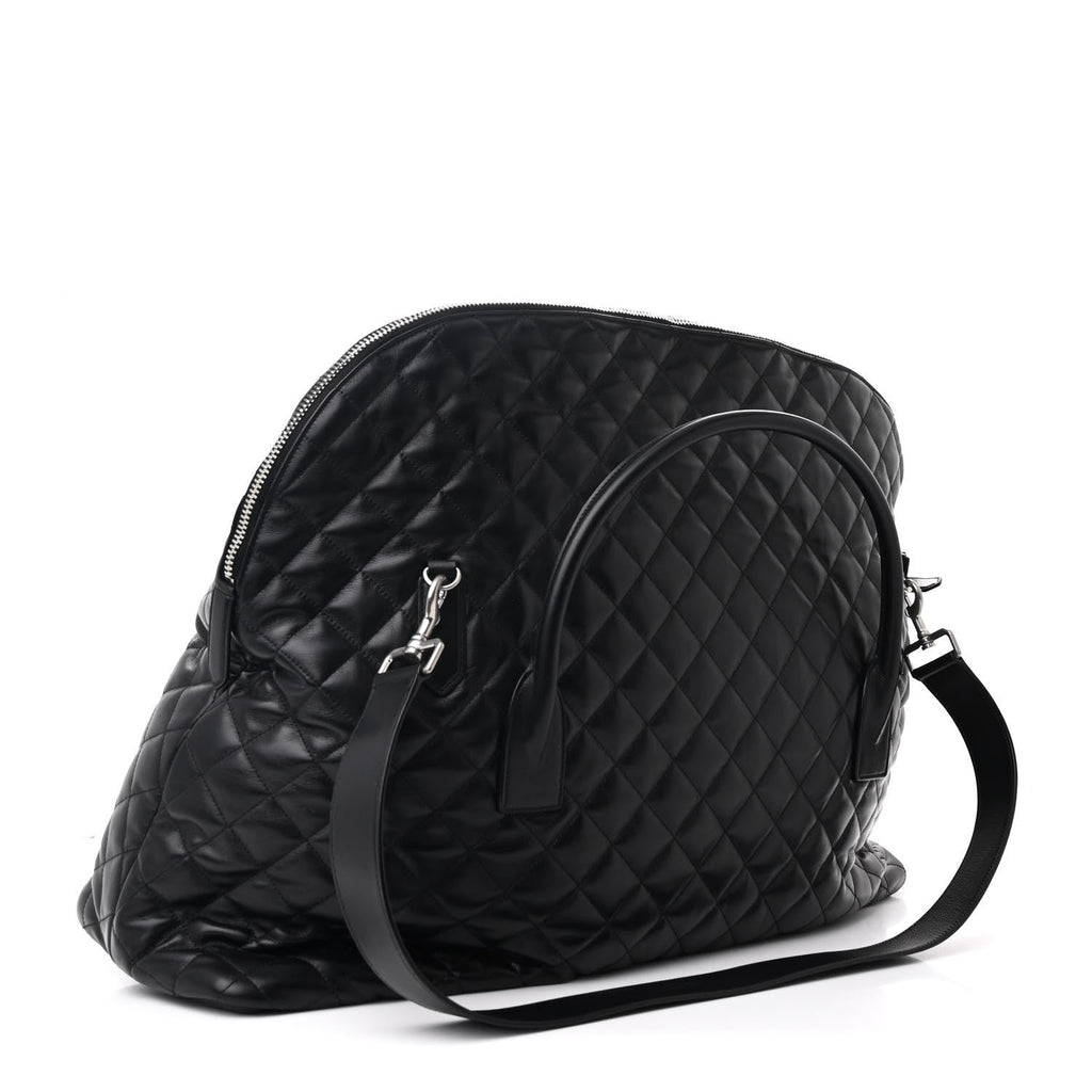 Calfskin Quilted ES Giant Travel Bag Black