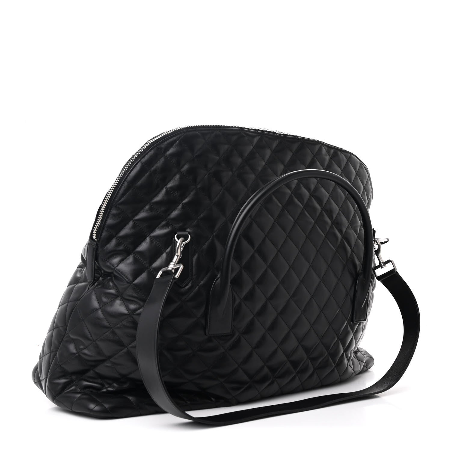 Calfskin Quilted ES Giant Travel Bag Black