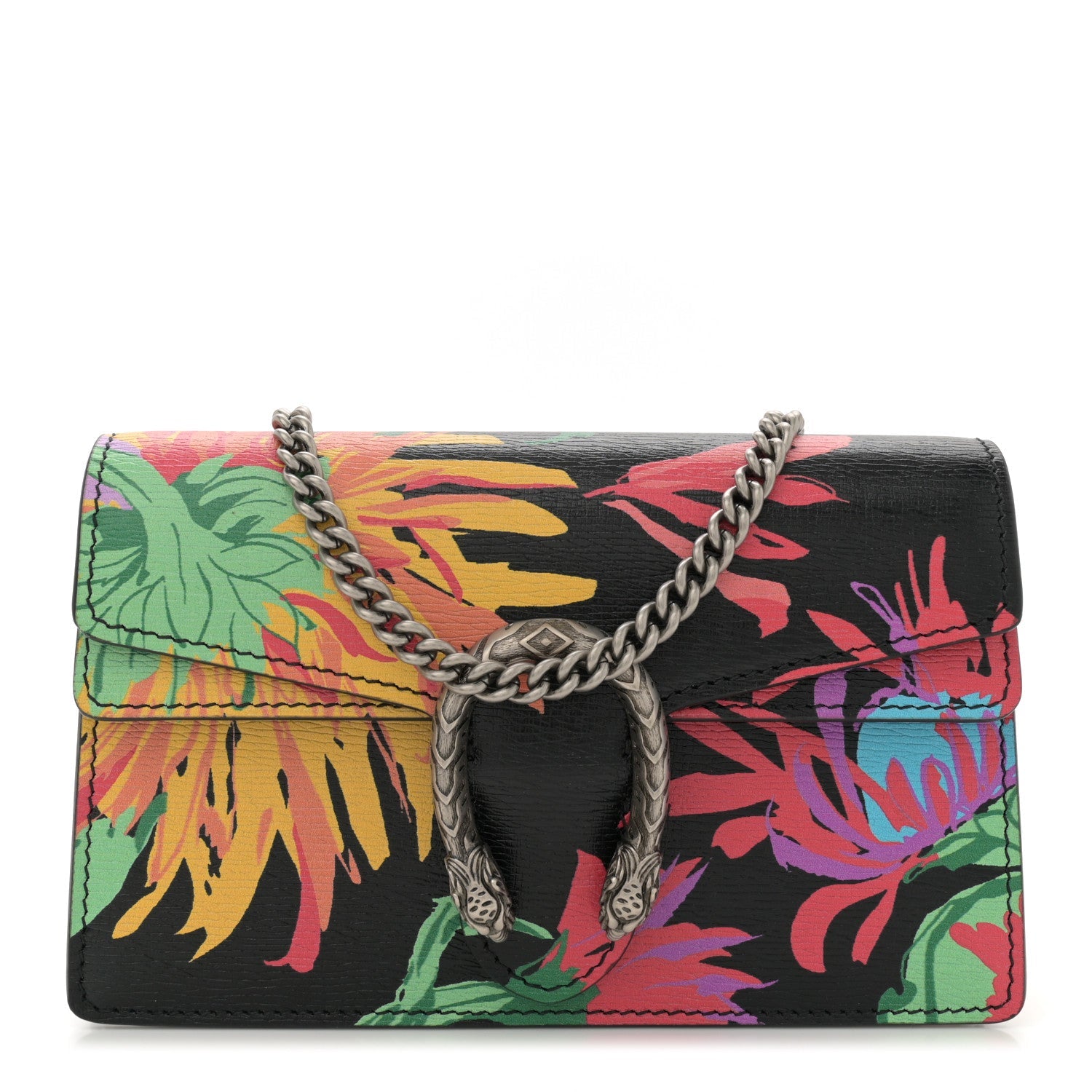 X KEN SCOTT New Shangai Calfskin Jenny Floral Print Super Mini Dionysus Shoulder Bag Black Pink