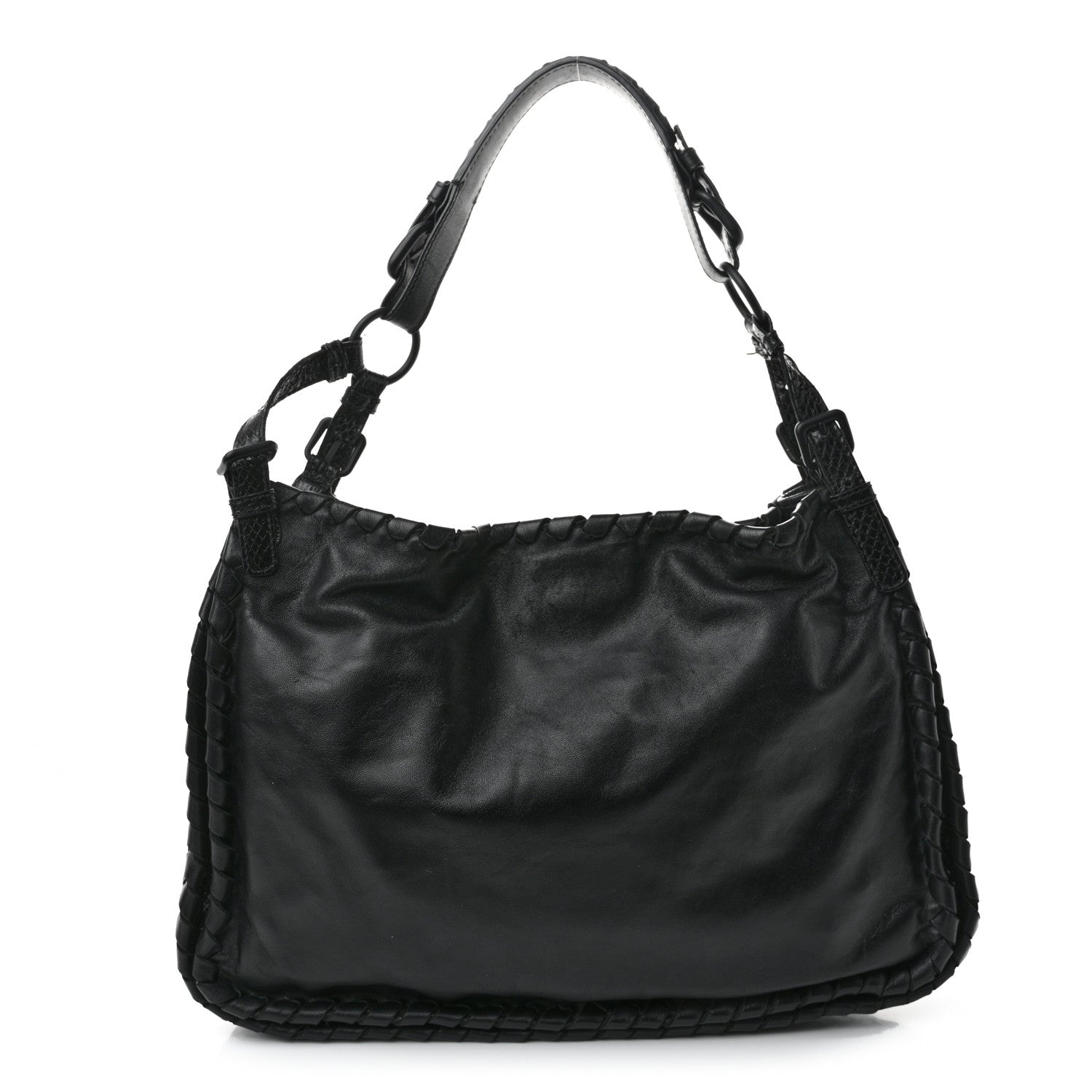 Nappa Intrecciato Snakeskin Hobo Black