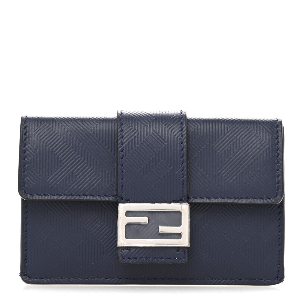 Calfskin FF Embossed Baguette  Case Blueberry