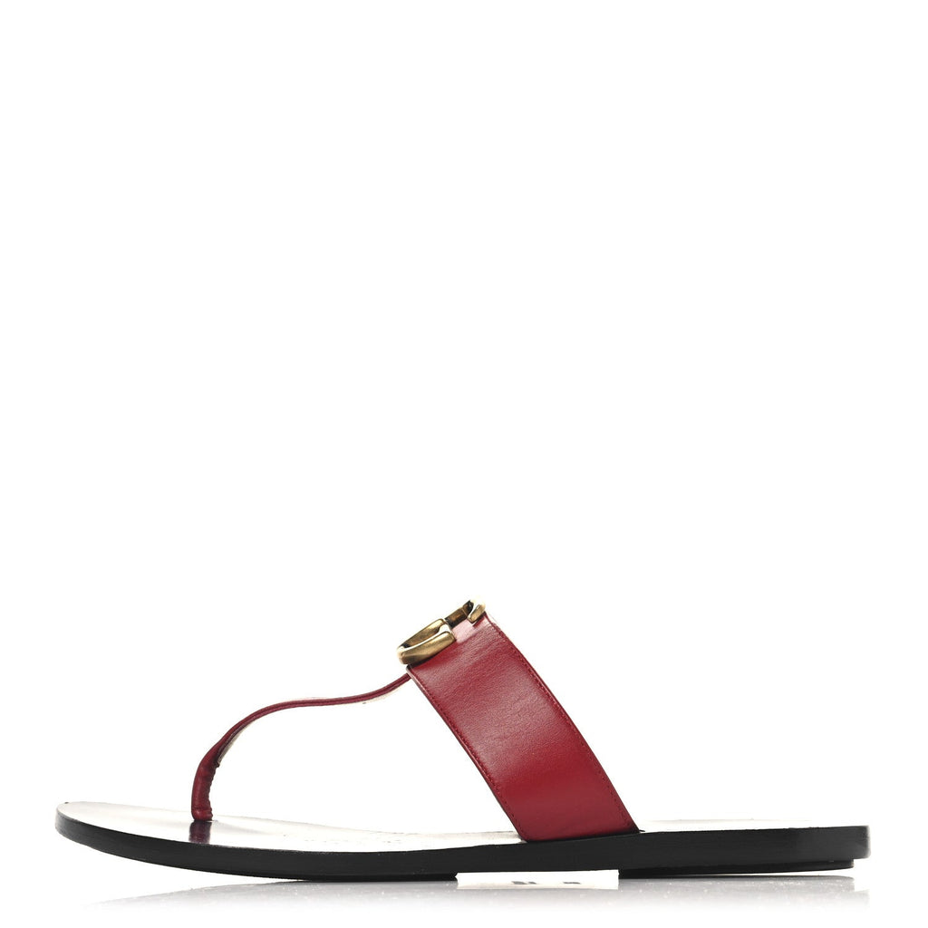Calfskin GG Marmont Thong Sandals 36.5 Red
