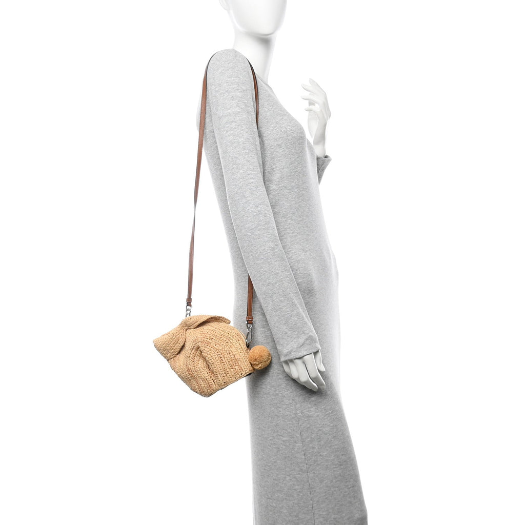 Raffia Mini Bunny Crossbody Bag Natural Tan