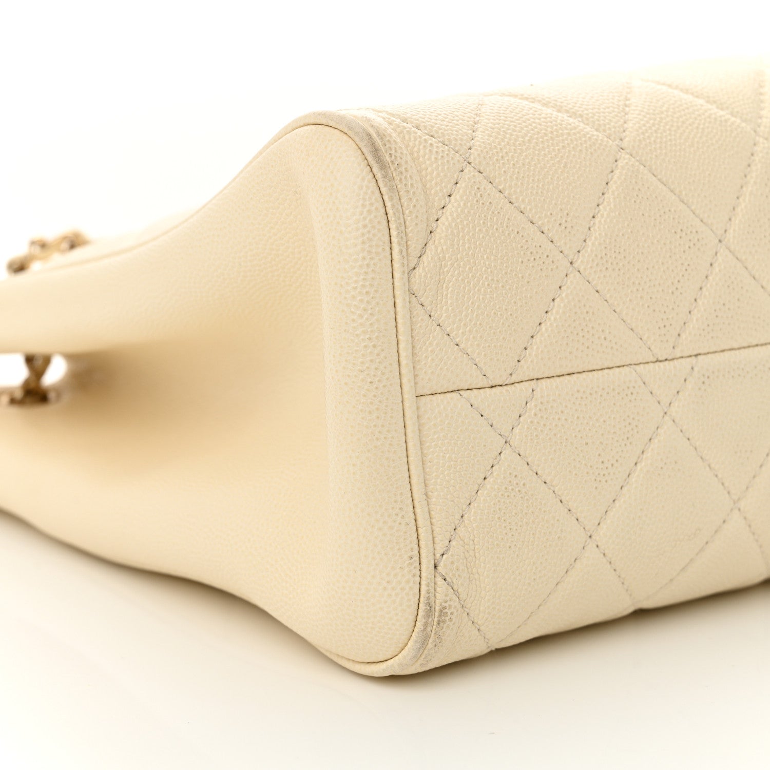 Caviar Quilted In Out Flap Shopping Tote White