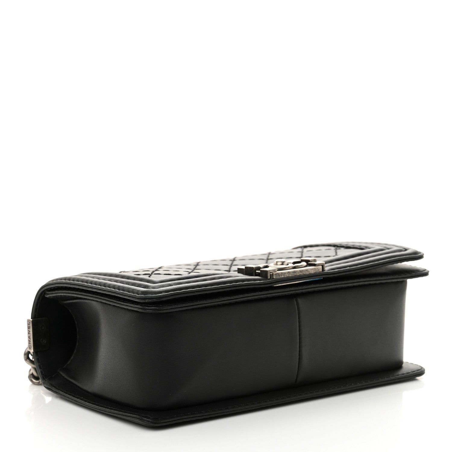 Calfskin Stitched Medium Boy Flap Black