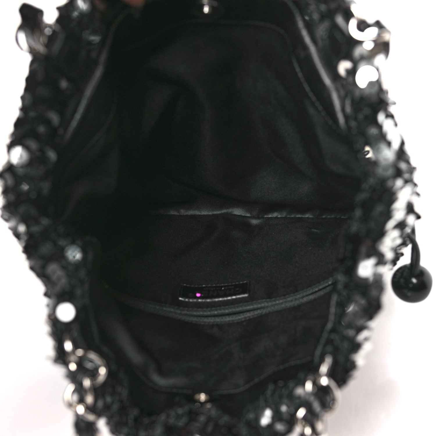 Sequin Summer Night Medium Drawstring Tote Black