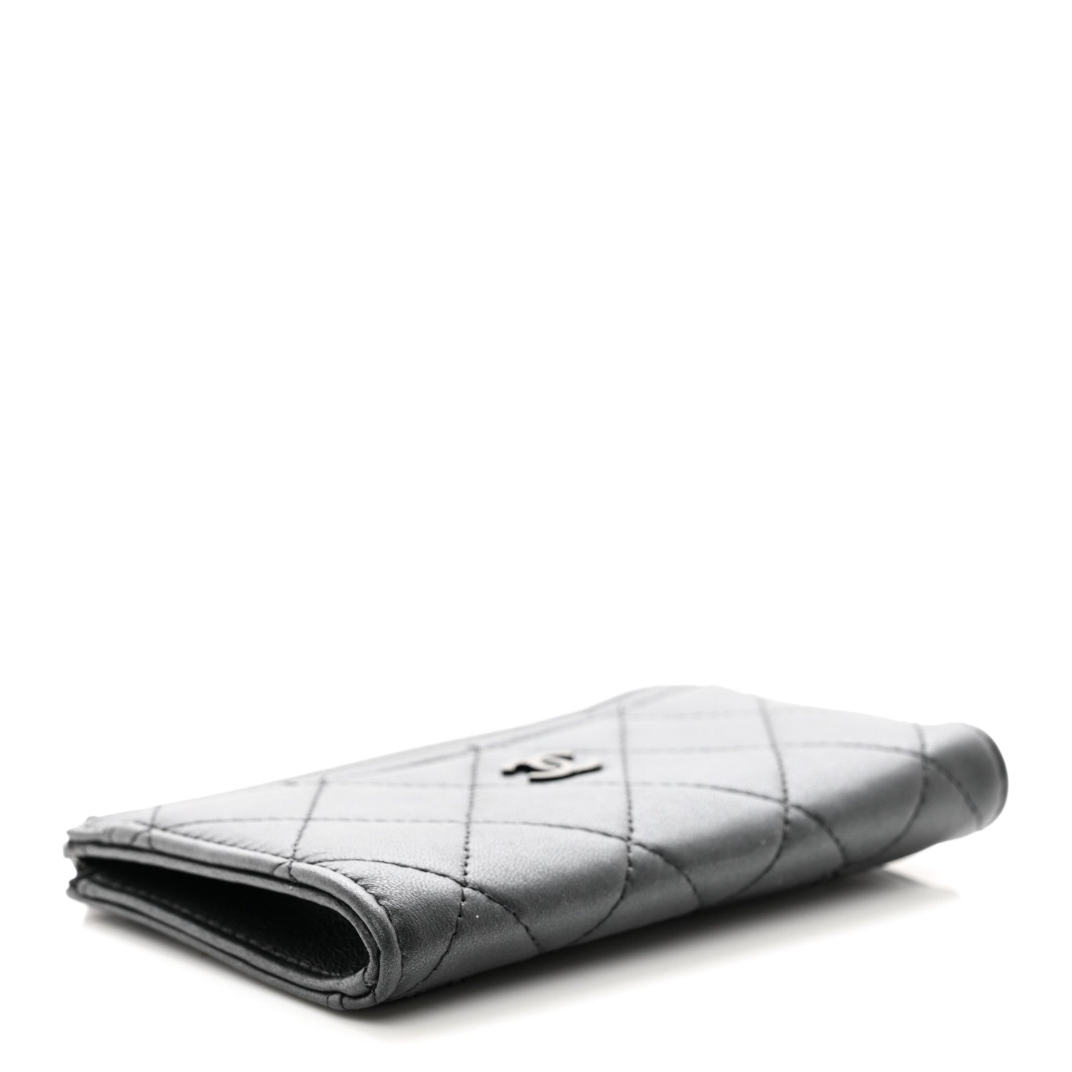 Pearly Lambskin Quilted Zip  Holder So Black