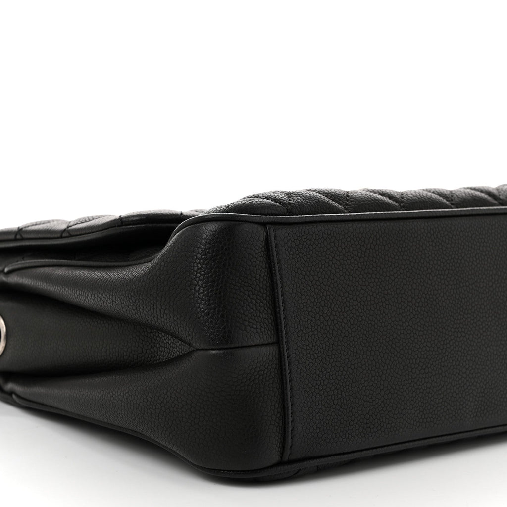 Caviar Quilted Medium Rock In Rome Single Flap Black