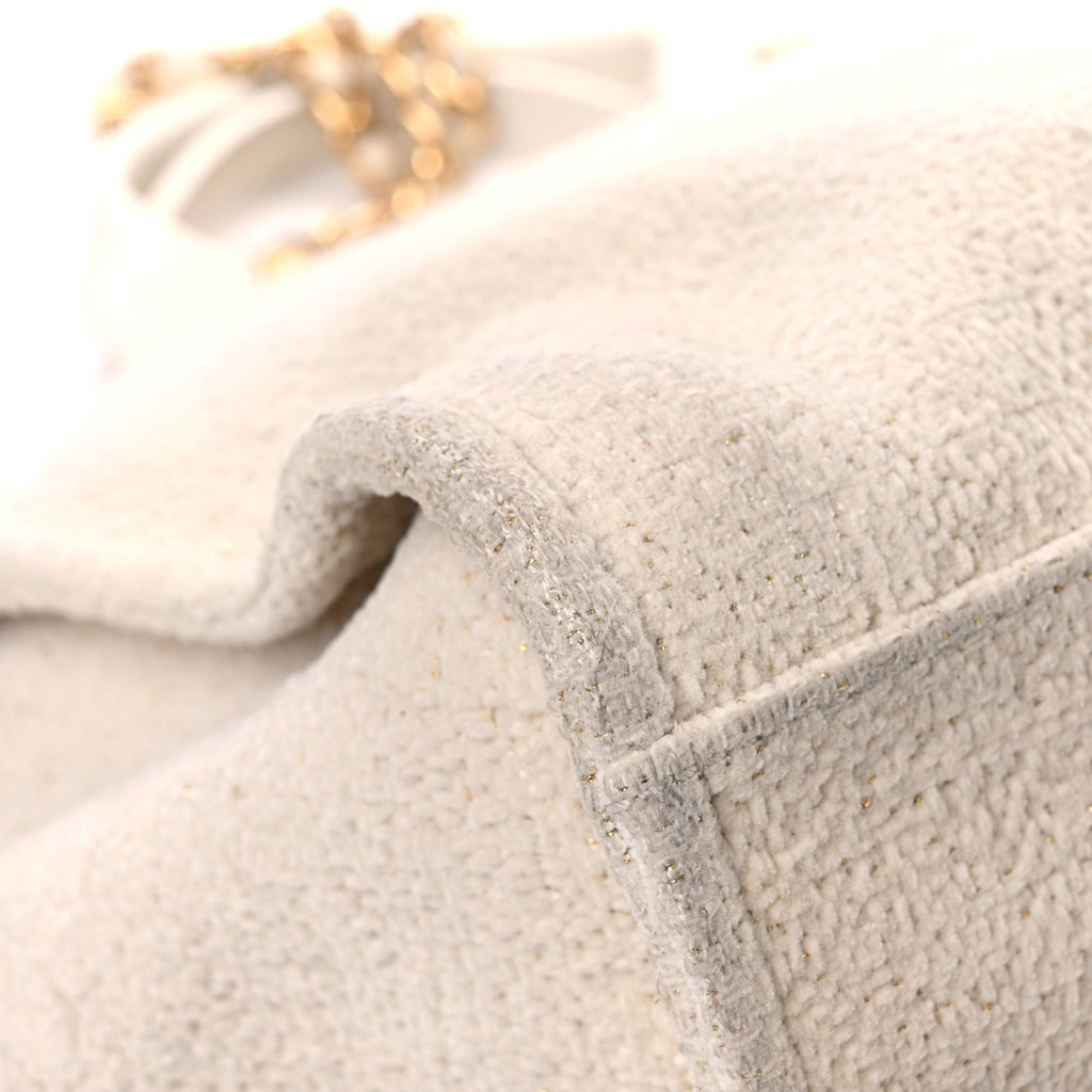 Lurex Boucle Medium Deauville Tote White