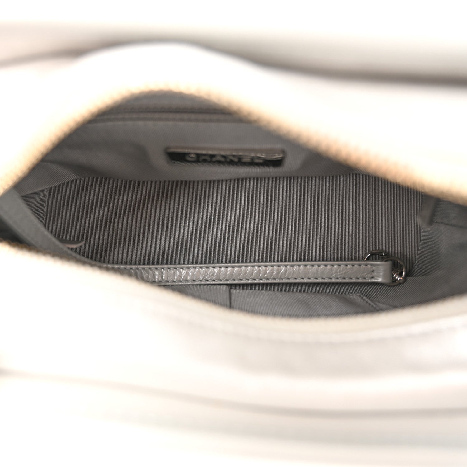 Metallic Aged Calfskin Quilted Small Gabrielle Hobo Light Silver