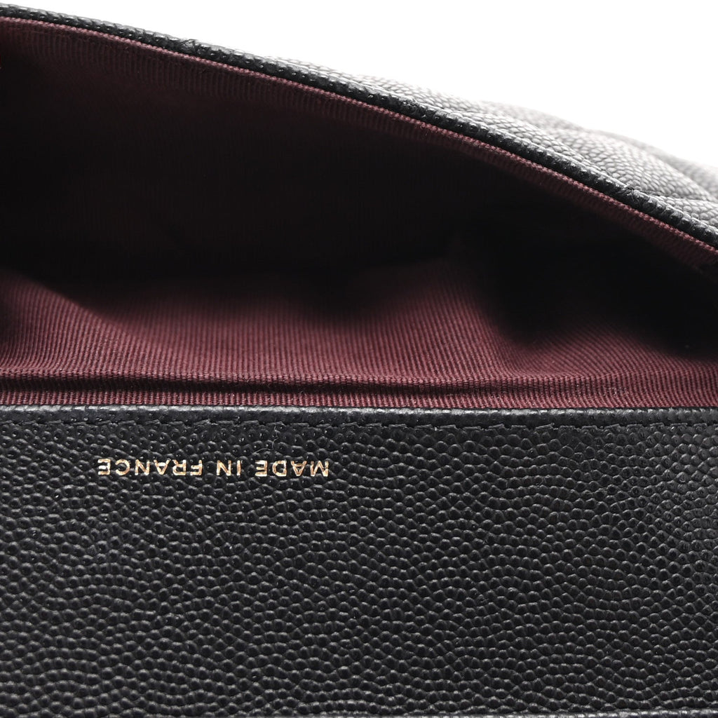Caviar Quilted Glasses Case With Chain Black