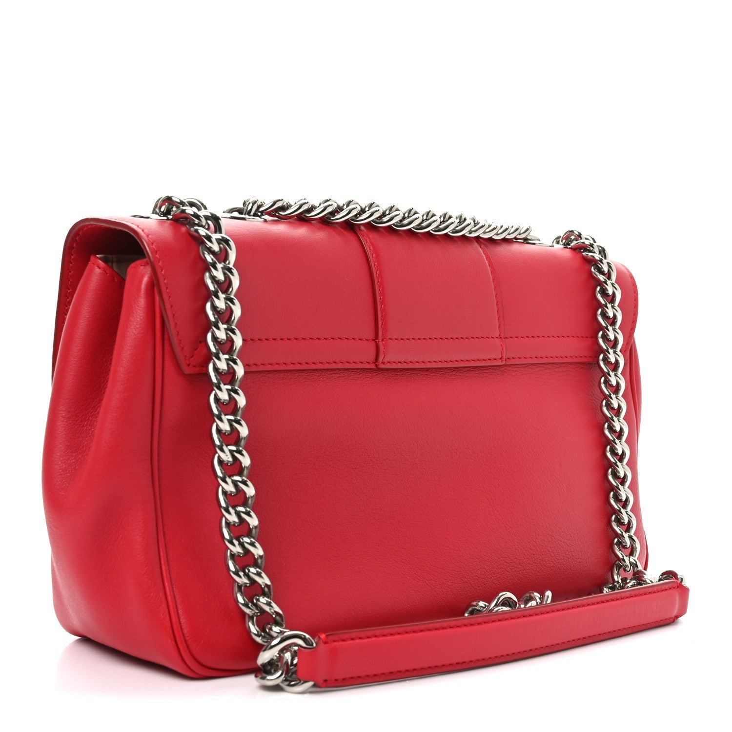 Calfskin Lucia Chain Shoulder Bag Red