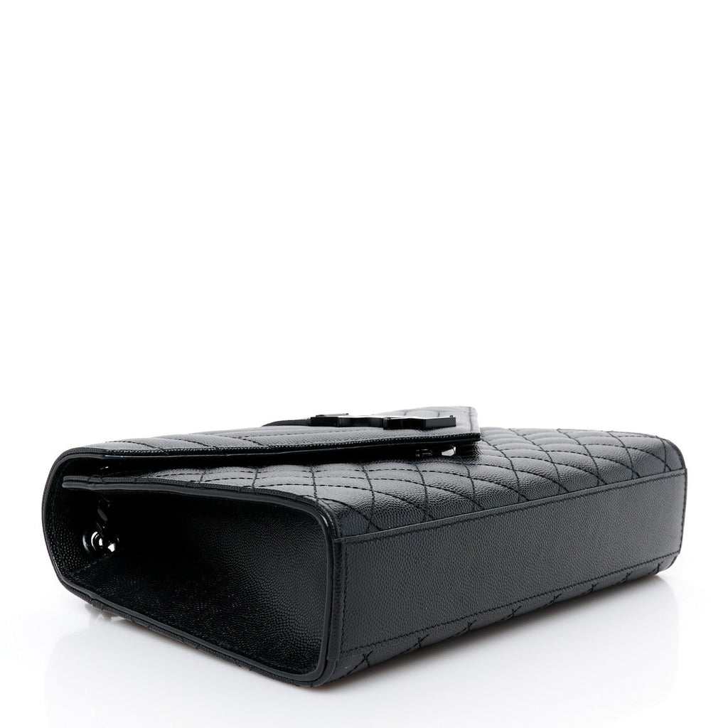 Grain De Poudre Textured Mixed Matelasse Triquilt Medium Monogram Monochrome Satchel Black