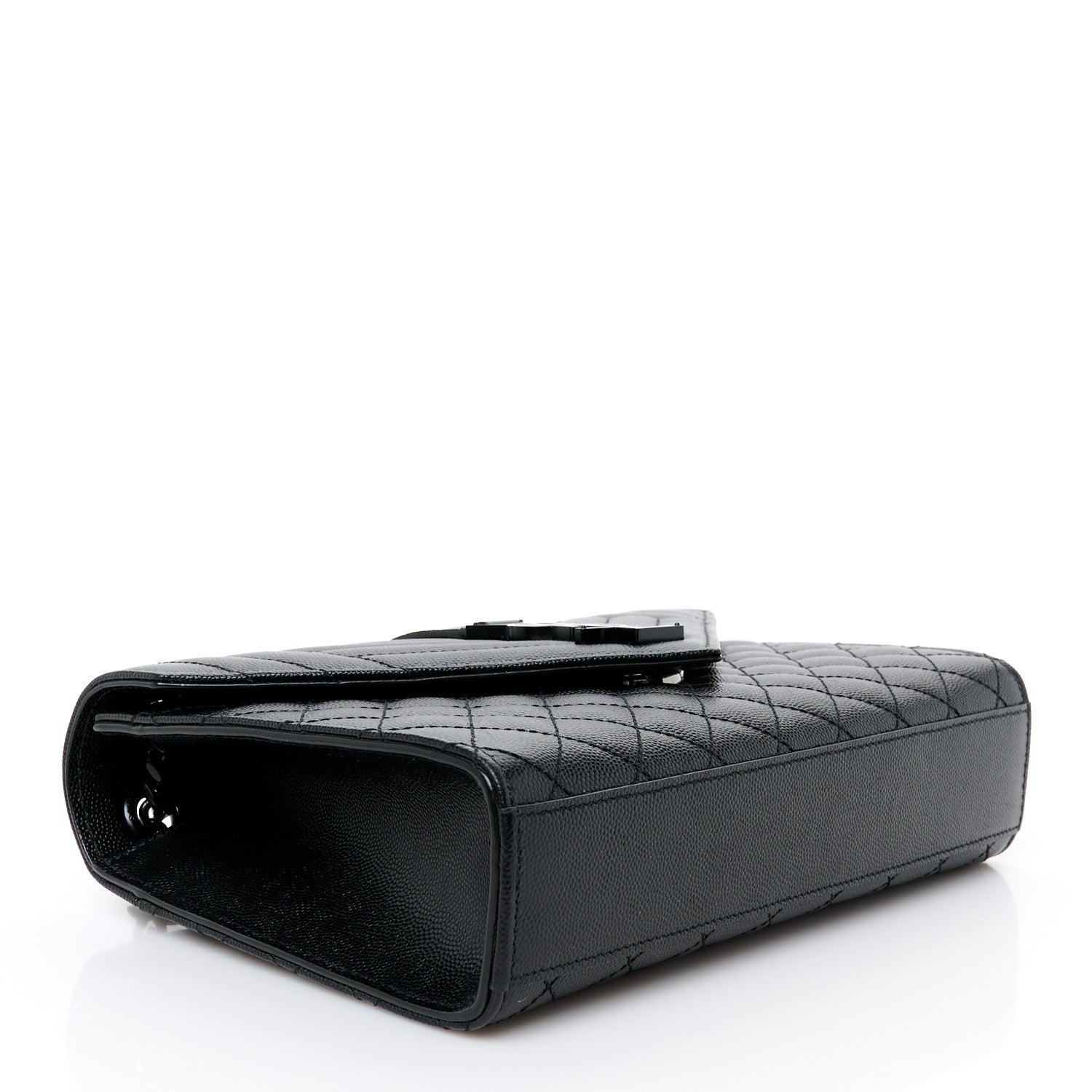 Grain De Poudre Textured Mixed Matelasse Triquilt Medium Monogram Monochrome Satchel Black