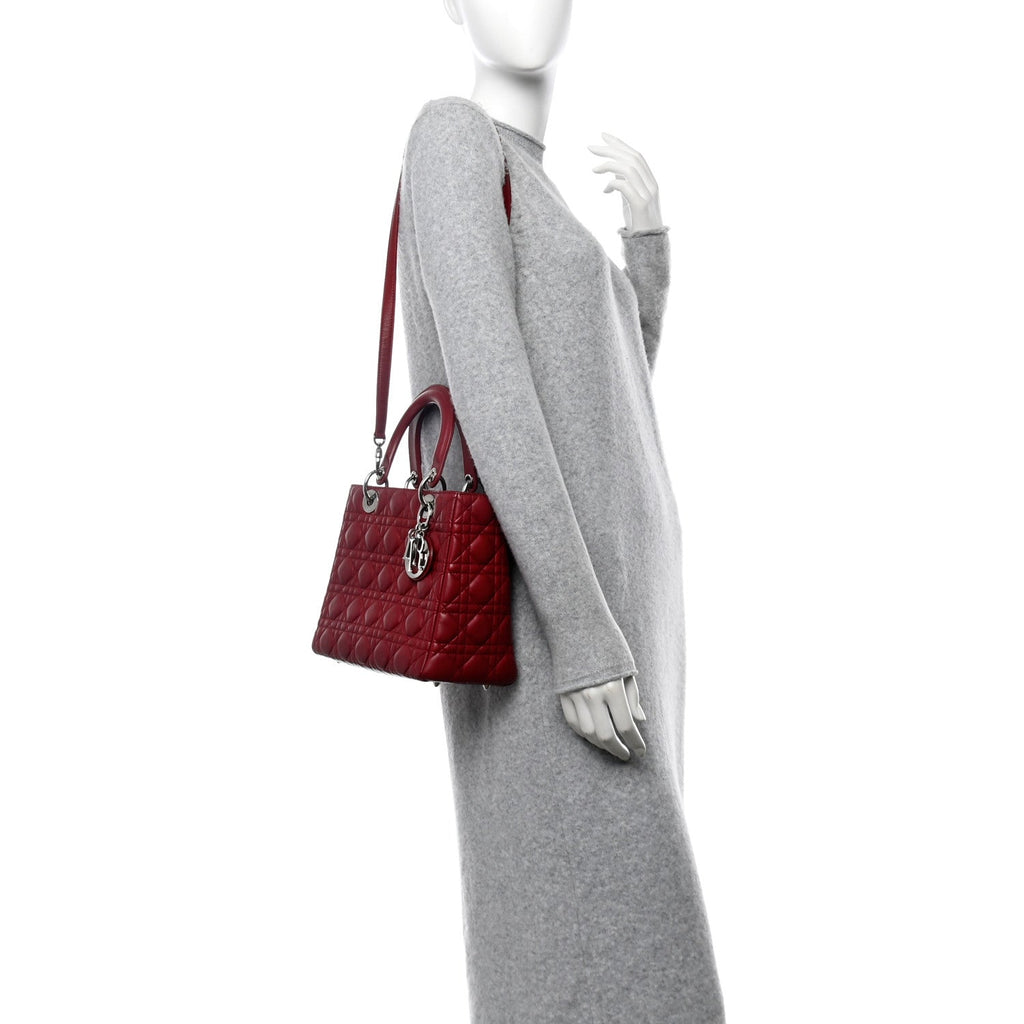 Lambskin Cannage Medium Lady Dior Dark Red